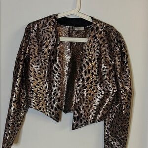 Vintage Gold Metallic Leaf Cropped Jacket
